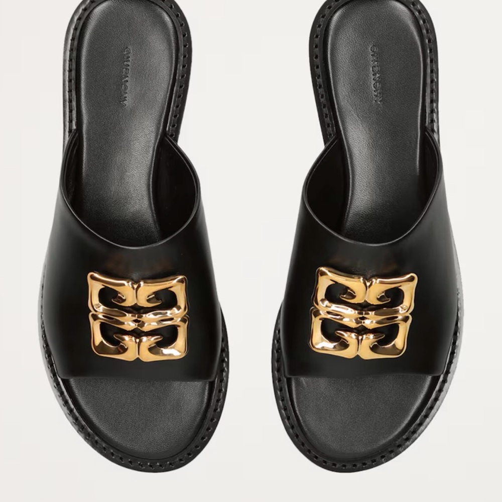 Givenchy Black Sandals with Gold Accent